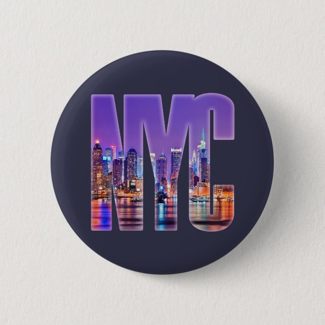 Badge Rond 5 Cm NYC Skyline (Light) (Devant)