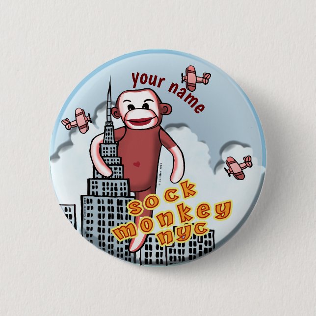 Badge Rond 5 Cm NYC Sock Monkey (Devant)