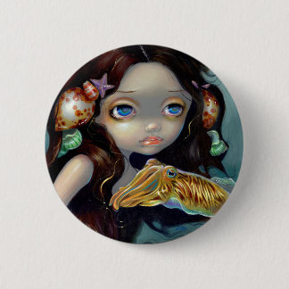 Badge Rond 5 Cm "Nymphe avec le bouton d'une seiche"