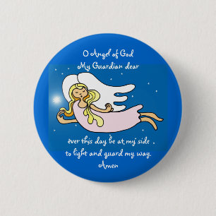 Badge Rond 5 Cm O Ange de Dieu Mon Gardien cher