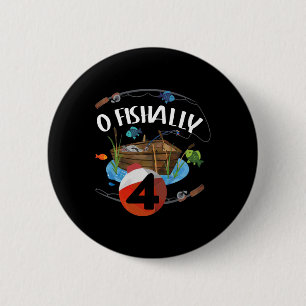 Badge Rond 5 Cm O Fishally 4 Ans Vieux Pêcheur 4ème Anniversaire P