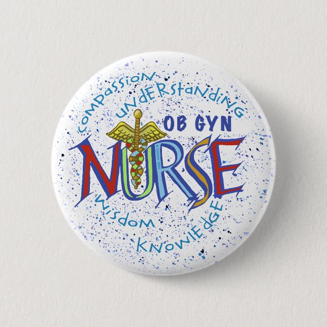 Badge Rond 5 Cm Ob Gyn Nurse Moto pin (Devant)