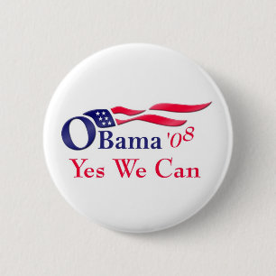 Badge Rond 5 Cm Obama 08 oui que nous pouvons nous boutonner