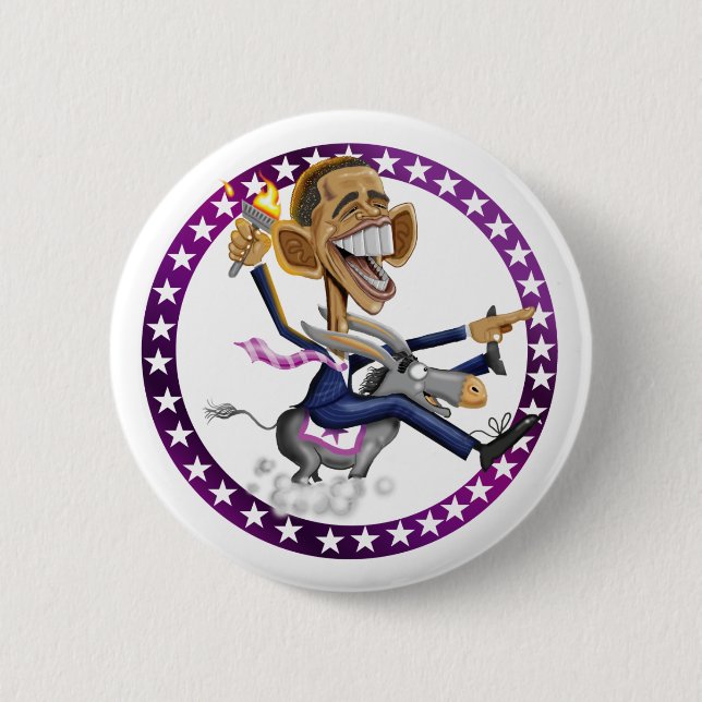Badge Rond 5 Cm obama-âne-blanc (Devant)