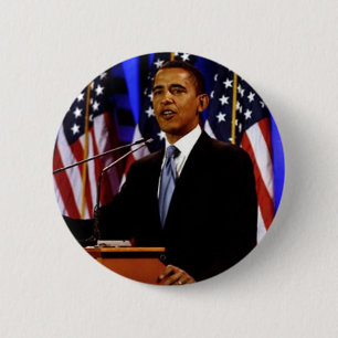 Badge Rond 5 Cm Obama-Avec des drapeaux