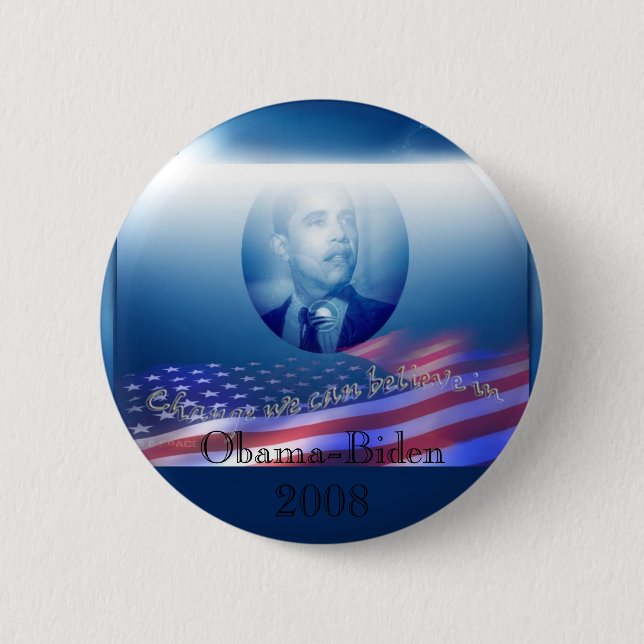 Badge Rond 5 Cm Obama-Biden 2008 (Devant)