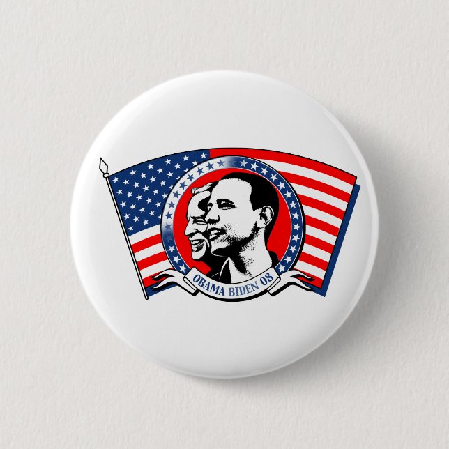 Badge Rond 5 Cm Obama Biden 2008 (Devant)