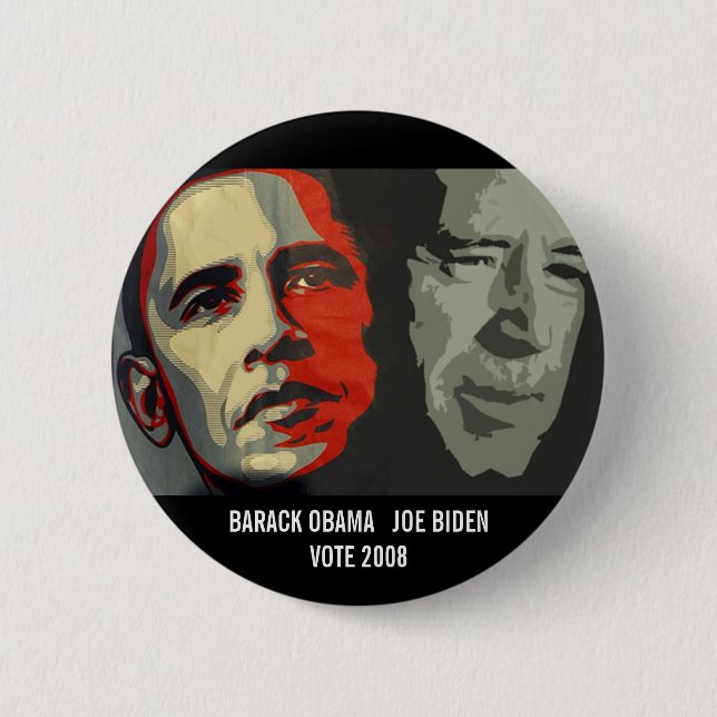 Badge Rond 5 Cm obama biden la copie d'art, BARACK OBAMA   JOE (Devant)