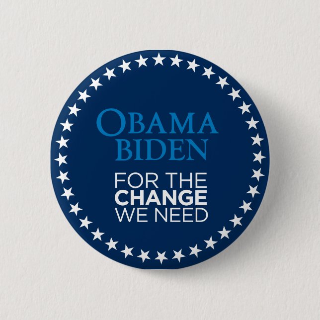 Badge Rond 5 Cm Obama Biden pour le changement que nous avons (Devant)