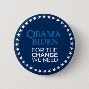 Badge Rond 5 Cm Obama Biden pour le changement que nous avons
