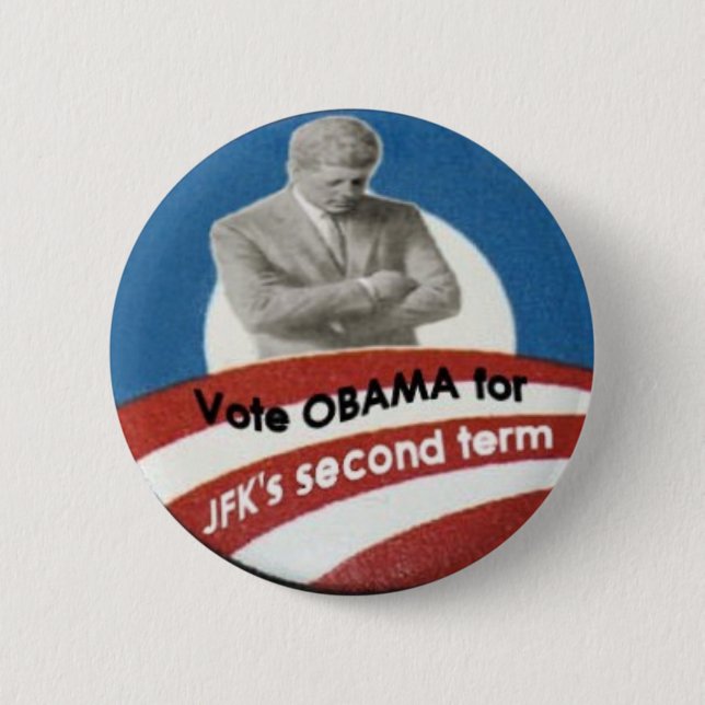 Badge Rond 5 Cm Obama/bouton logo de JFK (Devant)
