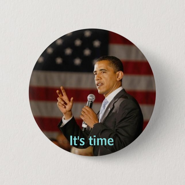 Badge Rond 5 Cm Obama c'est bouton de temps (Devant)