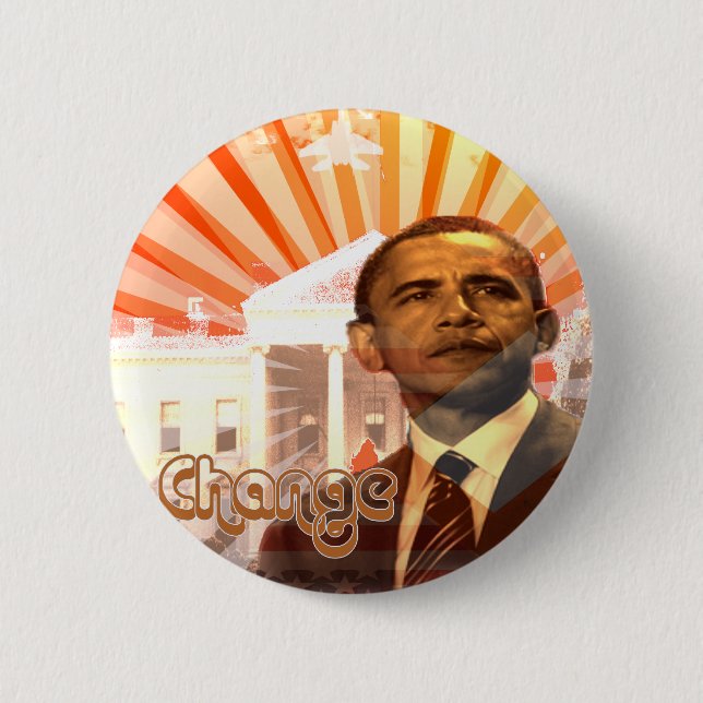 Badge Rond 5 Cm Obama change (Devant)