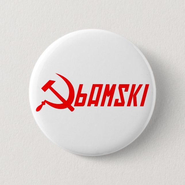 Badge Rond 5 Cm Obama communiste (Devant)