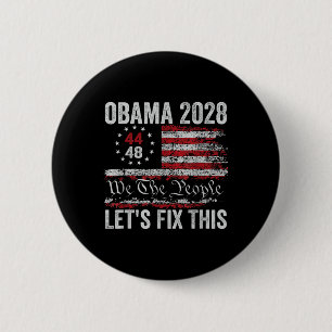 Badge Rond 5 Cm Obama Drapeau Vintage Rétro Patriotique 2028 Polit
