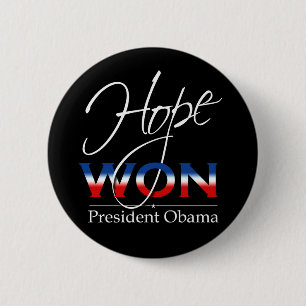 Badge Rond 5 Cm Obama ESPOIR A GAGNÉ - Bouton