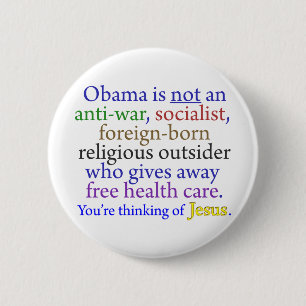 Badge Rond 5 Cm Obama et Jésus