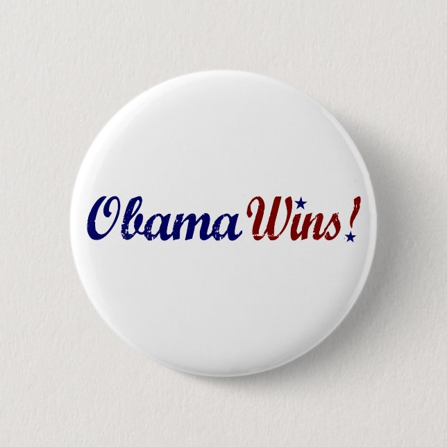 Badge Rond 5 Cm Obama gagne 2008 (Devant)
