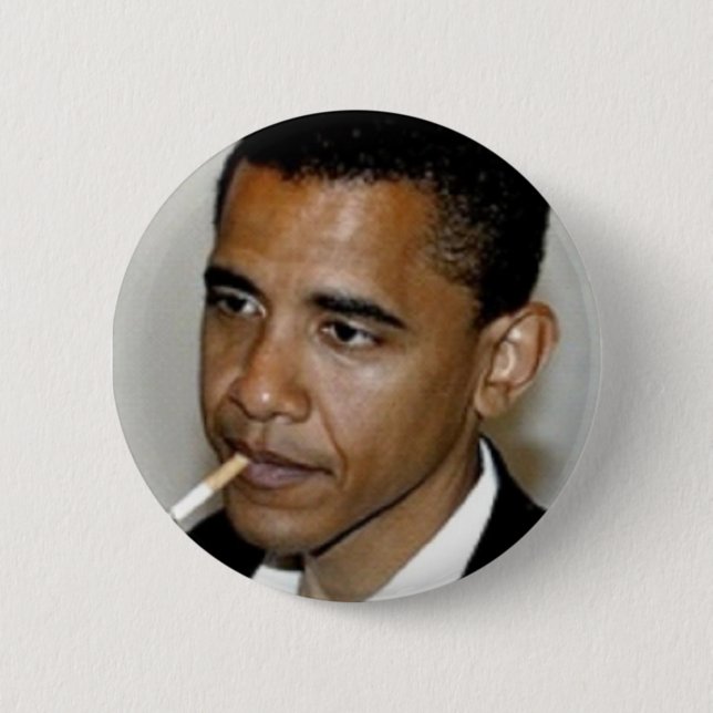 BADGE ROND 5 CM OBAMA, MERCI POUR LE TABAGISME (Devant)