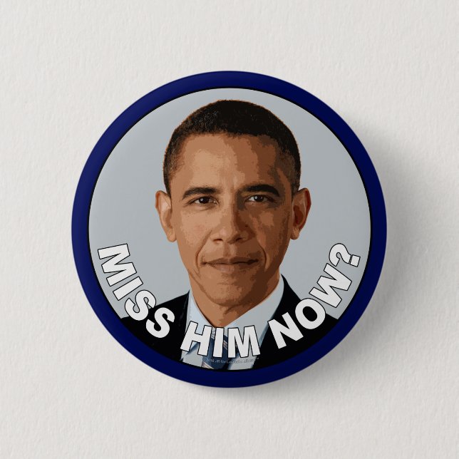 Badge Rond 5 Cm Obama : Mlle Him Now ? (Devant)