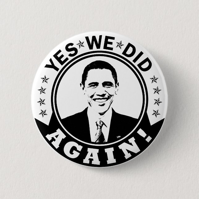 Badge Rond 5 Cm Obama Oui, encore V1 BW (Devant)