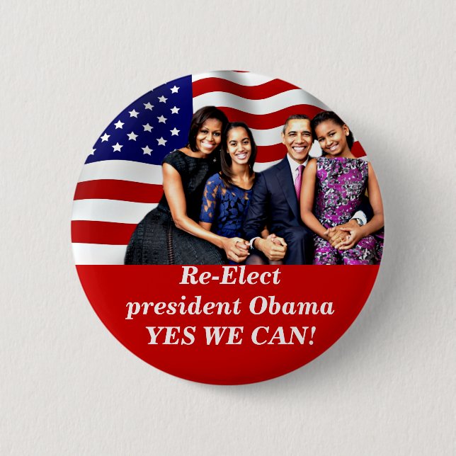 Badge Rond 5 Cm Obama, oui nous pouvons_ (Devant)