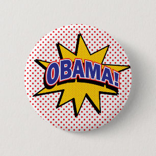 Badge Rond 5 Cm OBAMA ! Rétro impression tramée comique
