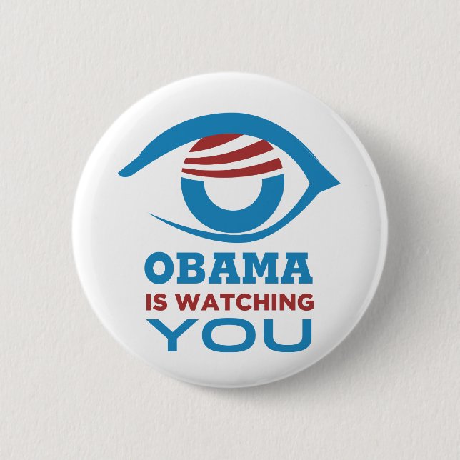 Badge Rond 5 Cm Obama VOUS OBSERVE PRISME d'oeil d'Obama (Devant)
