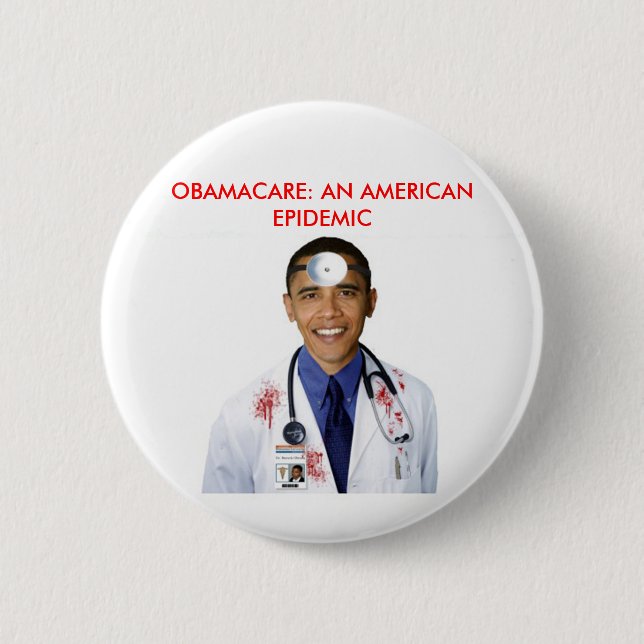 Badge Rond 5 Cm Obamacare Anti Obama (Devant)