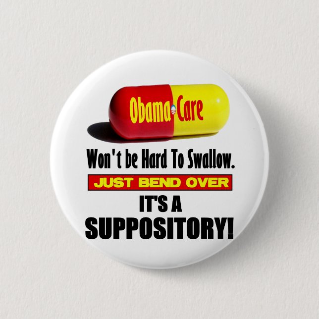 Badge Rond 5 Cm ObamaCare - suppositoire (Devant)