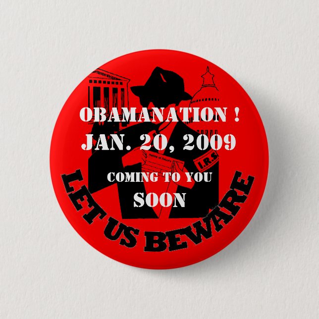 BADGE ROND 5 CM OBAMANATION, IRS (Devant)