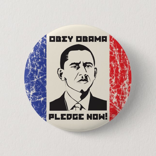 Badge Rond 5 Cm Obéissez le bouton d'Obama (Devant)