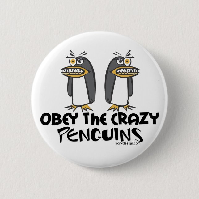 Badge Rond 5 Cm Obey The Crazy Penguins Buttons (Devant)