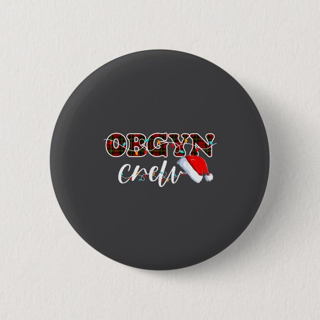 Badge Rond 5 Cm Obgyn Crew Christmas Lights Santa Hat  (Devant)