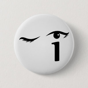 Badge Rond 5 Cm Observez cligner de l'oeil avec la lettre i