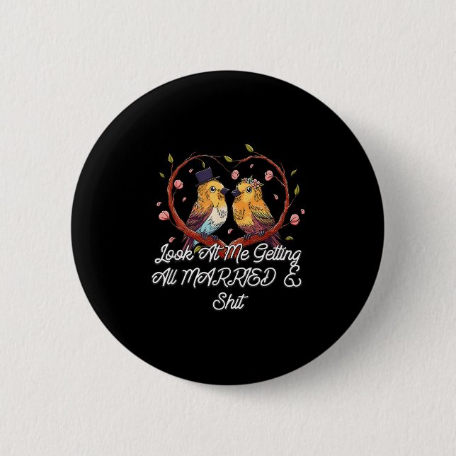 Badge Rond 5 Cm Obtenir Marié Marié Groom Futur Mari Femme À (Devant)