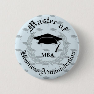 Badge Rond 5 Cm Obtention du diplôme argentée de MBA de guirland