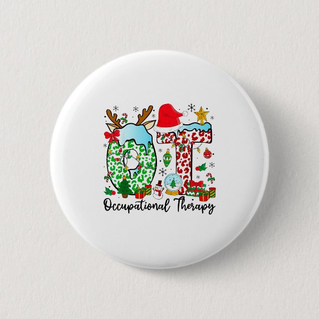 Badge Rond 5 Cm Occupational Therapy Christmas Lights Santa Hat Ot (Devant)
