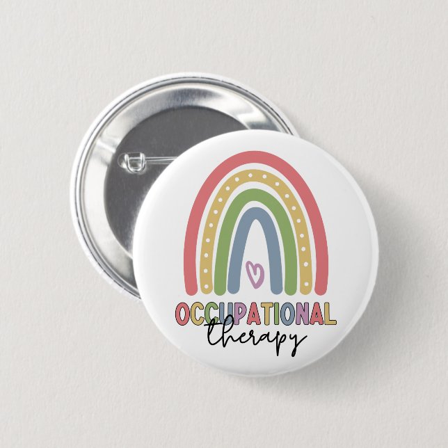 Badge Rond 5 Cm Occupational Therapy OT Therapist Rainbow (Devant & derrière)