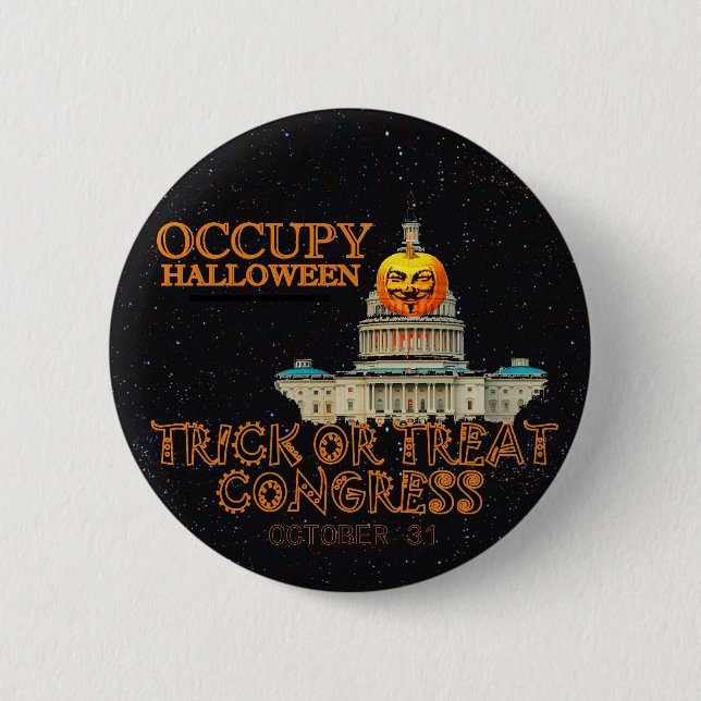 Badge Rond 5 Cm Occupez Halloween le 31 octobre (Devant)