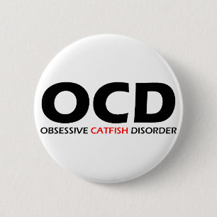 Badge Rond 5 Cm OCD - Désordre obsédant de poisson-chat