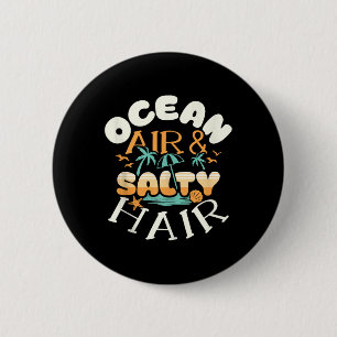 Badge Rond 5 Cm Ocean Air Amp Salty Hair Beach Vacances d'été Fu
