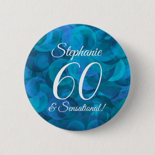 Badge Rond 5 Cm Ocean Blue 60 et fête d'anniversaire sensationnell