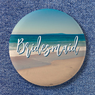 Badge Rond 5 Cm Ocean Blue Pittoresque Beach Photo Bridesmaid