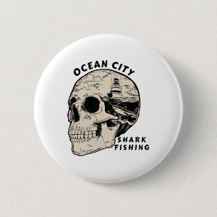 Badge Rond 5 Cm Ocean City Maryland Plage Pêche au requin Sel