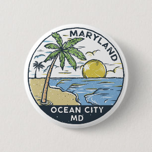 Badge Rond 5 Cm Ocean City Maryland Vintage