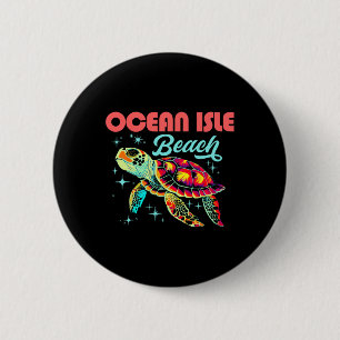 Badge Rond 5 Cm Ocean Isle Beach Nc Artistique Tortue de mer Rétro