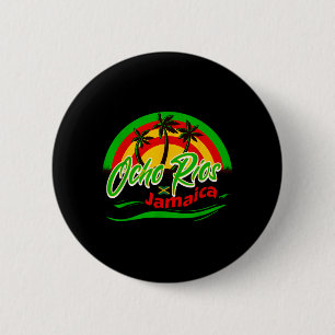 Badge Rond 5 Cm Ocho Rios Jamaïque Drapeau Vacances Touristes Cara