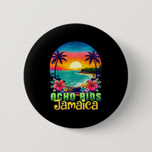 Badge Rond 5 Cm Ocho rios Jamaïque plage coucher de soleil tropica