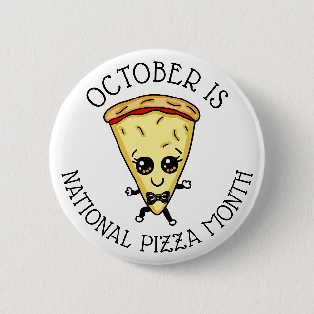 Badge Rond 5 Cm Octobre est le mois national de la pizza  (Devant)